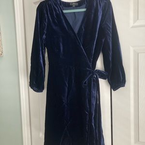 J. Crew Navy Velvet Wrap Dress